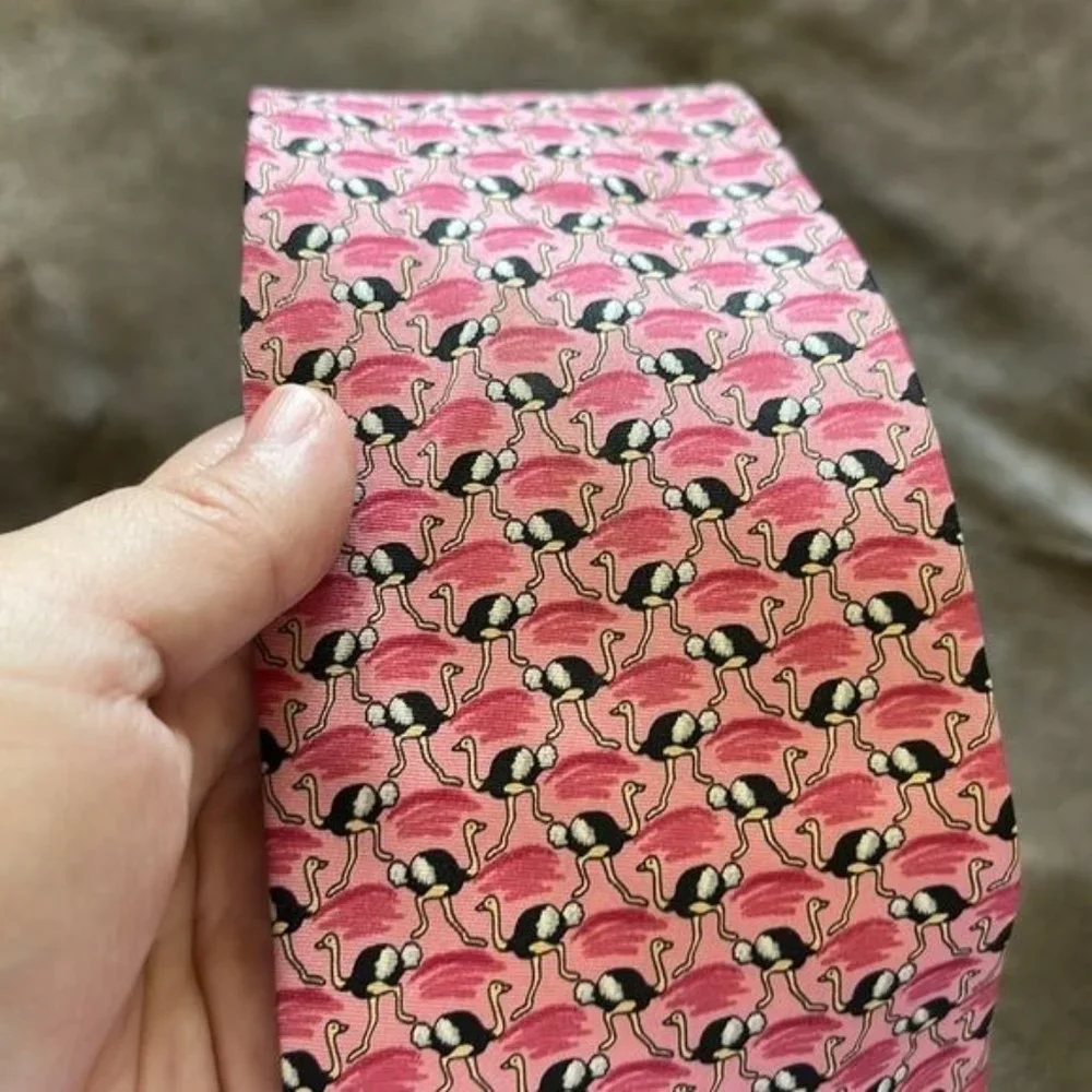 Robert Talbott Rochester Big and Tall Silk Tie Flamingos